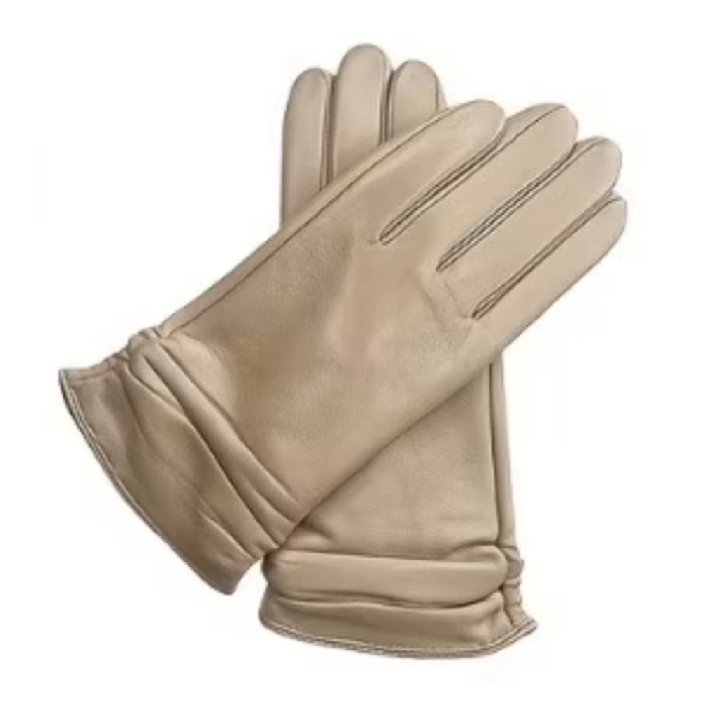 Khaki Leather Gloves
